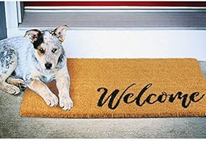mDesign Rectangular Coir and Rubber Entryway Welcome Doormat with Natural Fibers for Indoor or Ou... | Amazon (US)