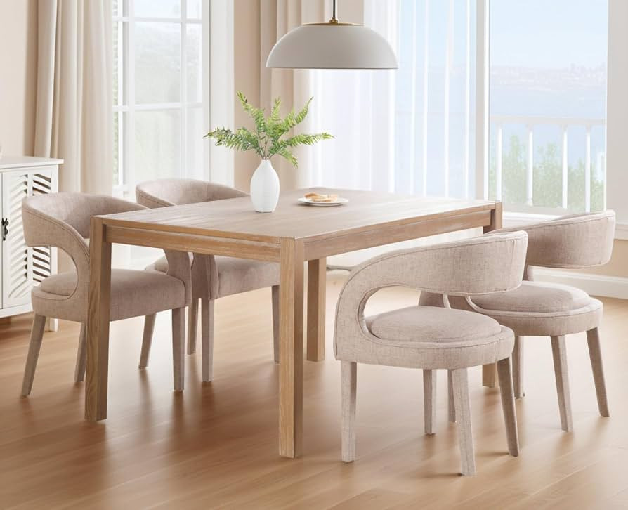 CIMOTA Modern Dining Chairs Set of 4, Upholstered Linen Kitchen & Dining Room Chairs with Arms/Co... | Amazon (US)