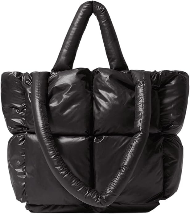 Amazon.com: Women Padded Shoulder Bag Luxury Check Puffer Tote Bag Soft Pillow Handbag Quilted Pu... | Amazon (US)