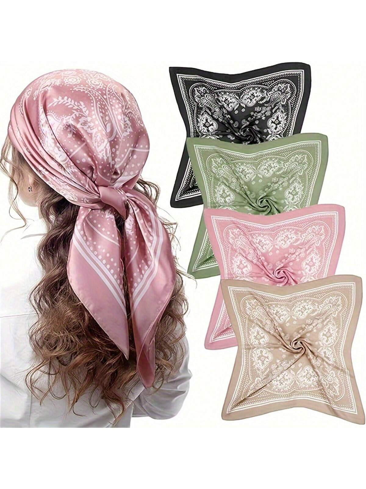 Een damesbandana met Paisley-print in bohemienstijl, modieuze en elegante satijnen sjaal in gladd... | SHEIN