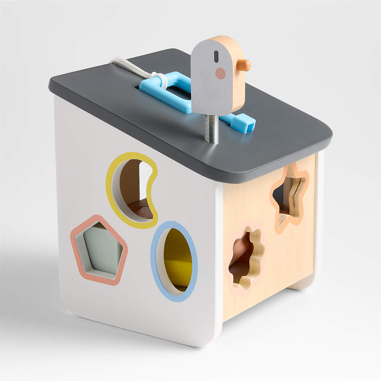 Janod Sweet Cocoon Wooden Bird House Kids Shape Sorter Toy | Crate & Kids | Crate & Barrel