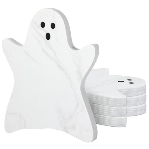 Acellegic 4pcs Figural Ghost Marble Coasters Halloween Ghost Coasters 4.7 x 3.9 Inches for Drinks Beverage Boo Mug Cup Car Desk Party Halloween Decoration | Amazon (US)