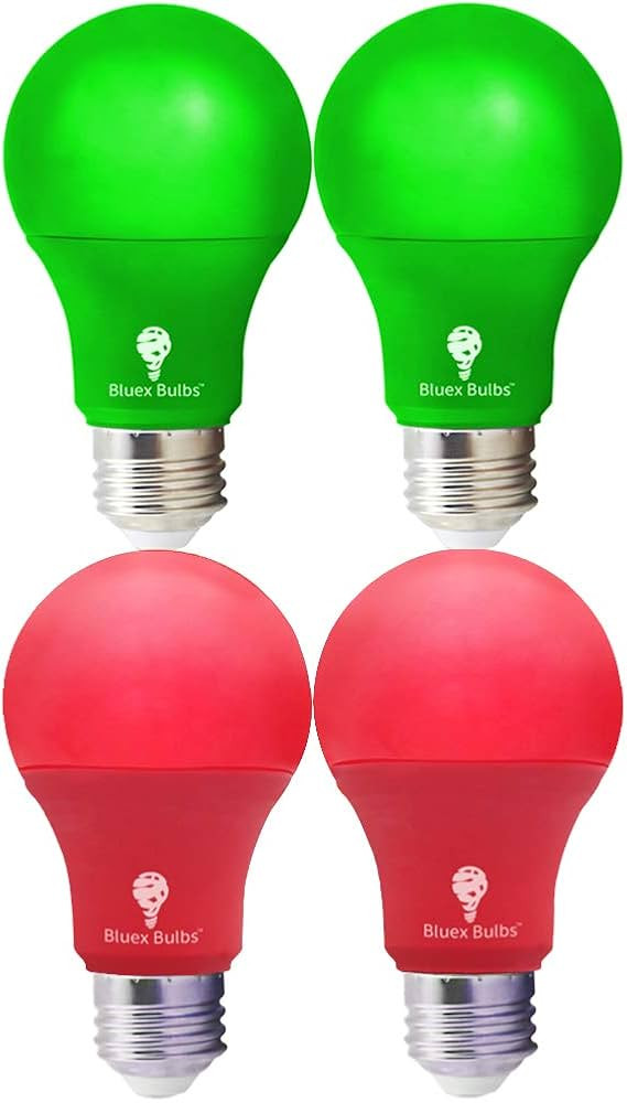4 Pack LED Red and Green Light Bulbs - 120V E26 Base 9 Watt (60-watt Replacement) - Red and Green... | Amazon (US)
