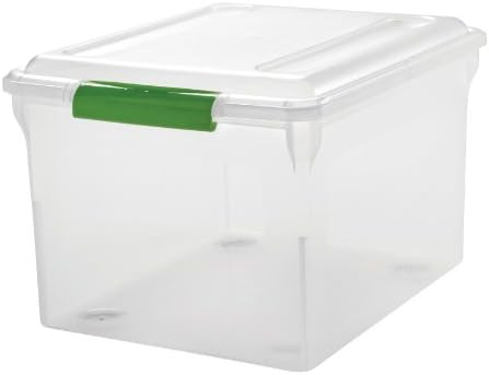IRIS USA, Inc. Store and Slide Letter and Legal Size File Box, 4 Pack, Green Handle, Clear, 34 Qu... | Amazon (US)