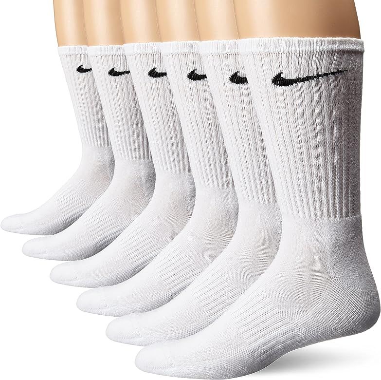 Amazon.com: NIKE Unisex Performance Cushion Crew Socks with Band (6 Pairs), White/Black, Medium :... | Amazon (US)