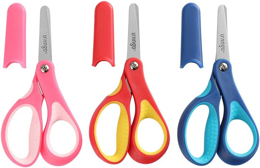 LIVINGO 5" Small School Student Blunt Kids Craft Scissors, Sharp Stainless Steel Blades Safety Co... | Amazon (US)