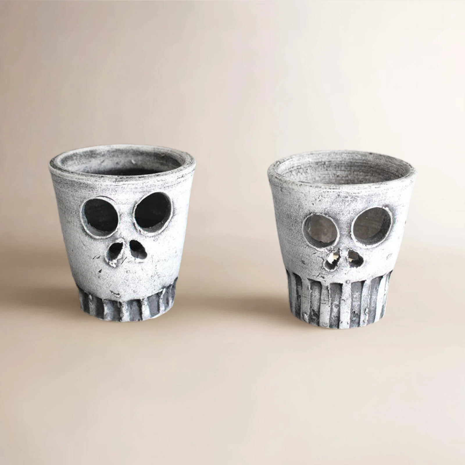 SET OF THREE HALLOWEEN SKULL VASES | Birch Lane
