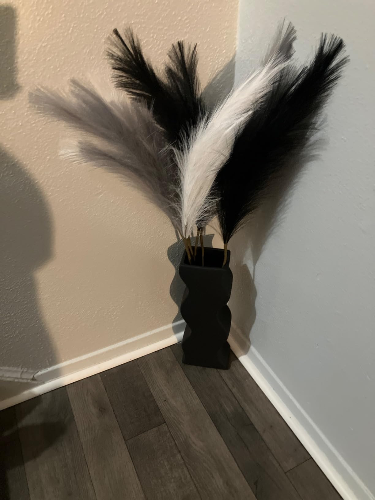 Large Black Ceramic Vase 15 Inch Tall Floor Vase for Flowers, Modern Geometric Wave Flower Vase L... | Amazon (US)