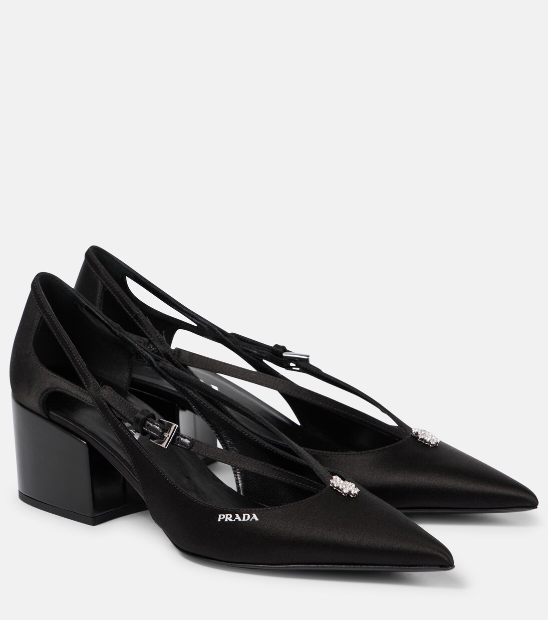 Embellished cutout satin pumps | Mytheresa (US/CA)