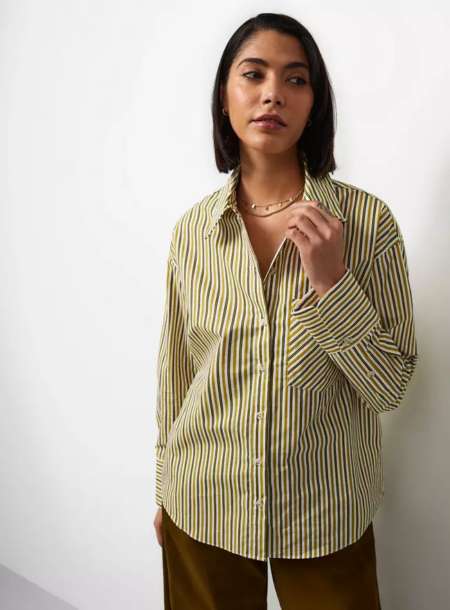 Buy Light Green Stripe Poplin Long Sleeve Shirt 16 | Shirts | Tu | Tu Clothing