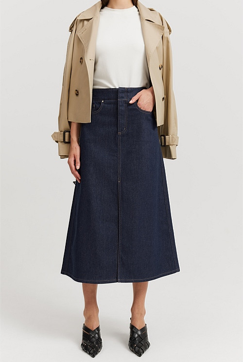 A-Line Denim Midi Skirt | Country Road