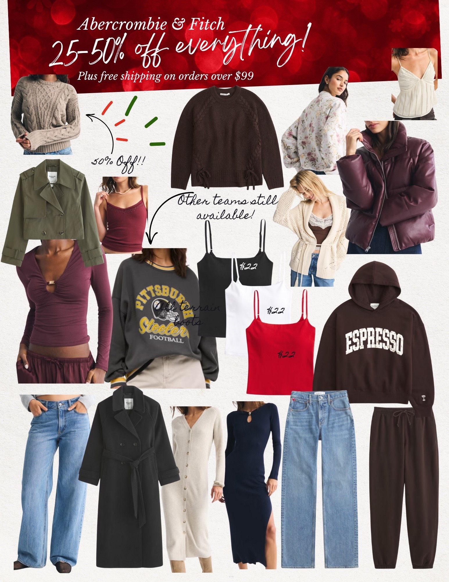 Everything at Abercrombie is 25-50% off!!! Plus free shipping on orders over $99!! 

👏🏼❤️🤩💃🏼

#LTKHoliday #LTKSaleAlert #LTKCyberWeek