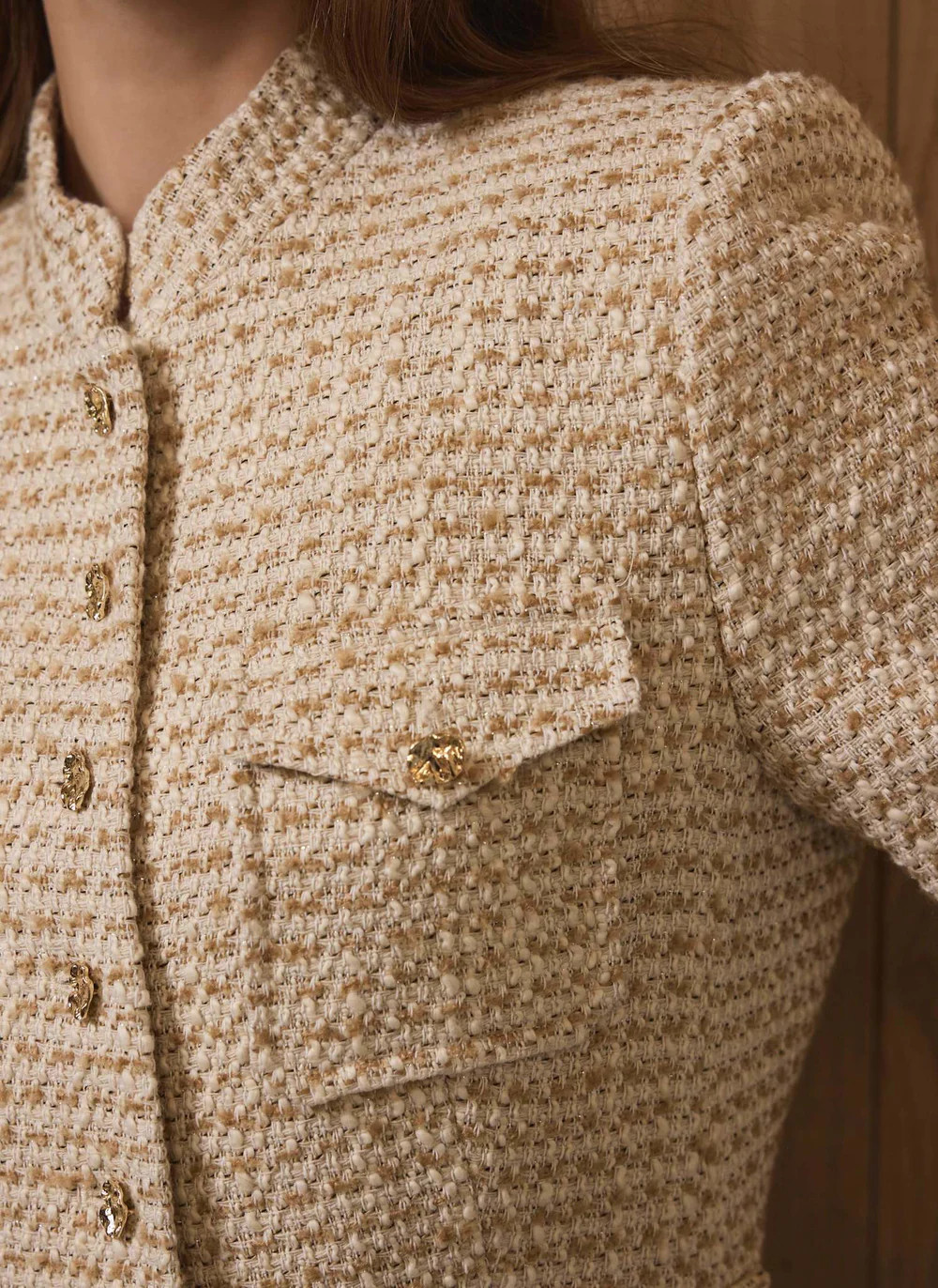 Neutral Boucle Pocket Detail Jacket | Mint Velvet