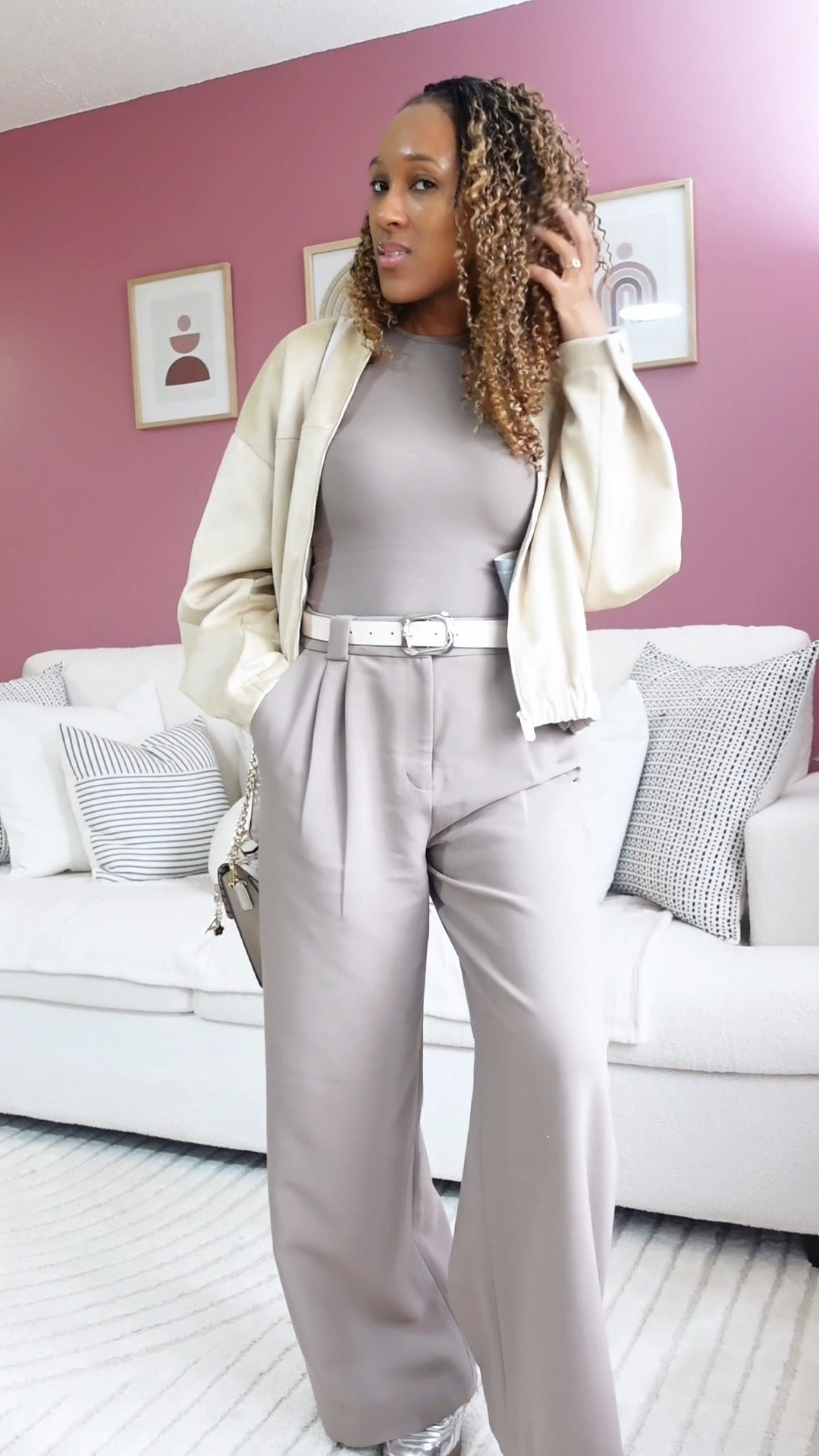 Loved this outfit I wore last week! ✨Deets✨
🤍 Pants and tank top are from @Express  (been obsessed with this color all fall and winter - currently my fave neutral)

🤍 Suede Bomber Jacket is from @Zara 

🤍 I had no idea how much I would reach for these metallic silver shoes when I bought them…but they are 100% a staple for me now!

TJ Maxx Find, but the ones I tagged below from Steve Madden are identical! 

🤍 Aldo purse was a @TJ Maxx find as well 

• Outfit Inspo | Neutrals | Outfit of the Day •

#LTKWorkwear #LTKootd #LTKdayinmylife