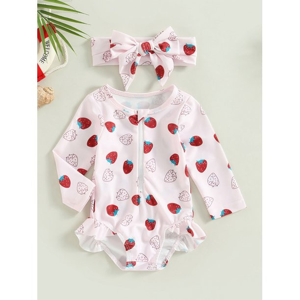 Kids Baby Girls Swimsuit One Piece Floral Zipper Ruffle Bathing Suit Rash Guard Swimwear Summer B... | Walmart (US)