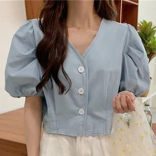 Balloon-Sleeve Blouse | YesStyle Global