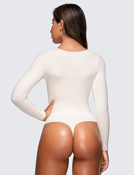 CRZ YOGA Butterluxe Long Sleeve Bodysuit for Women Crew Neck Tops Sexy Thong Bodysuits Breathable... | Amazon (US)