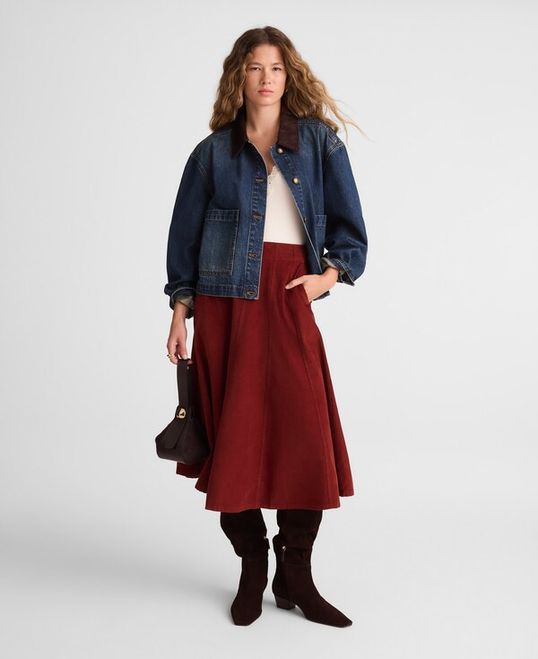 Drapey Corduroy Midi Skirt | Madewell | Madewell