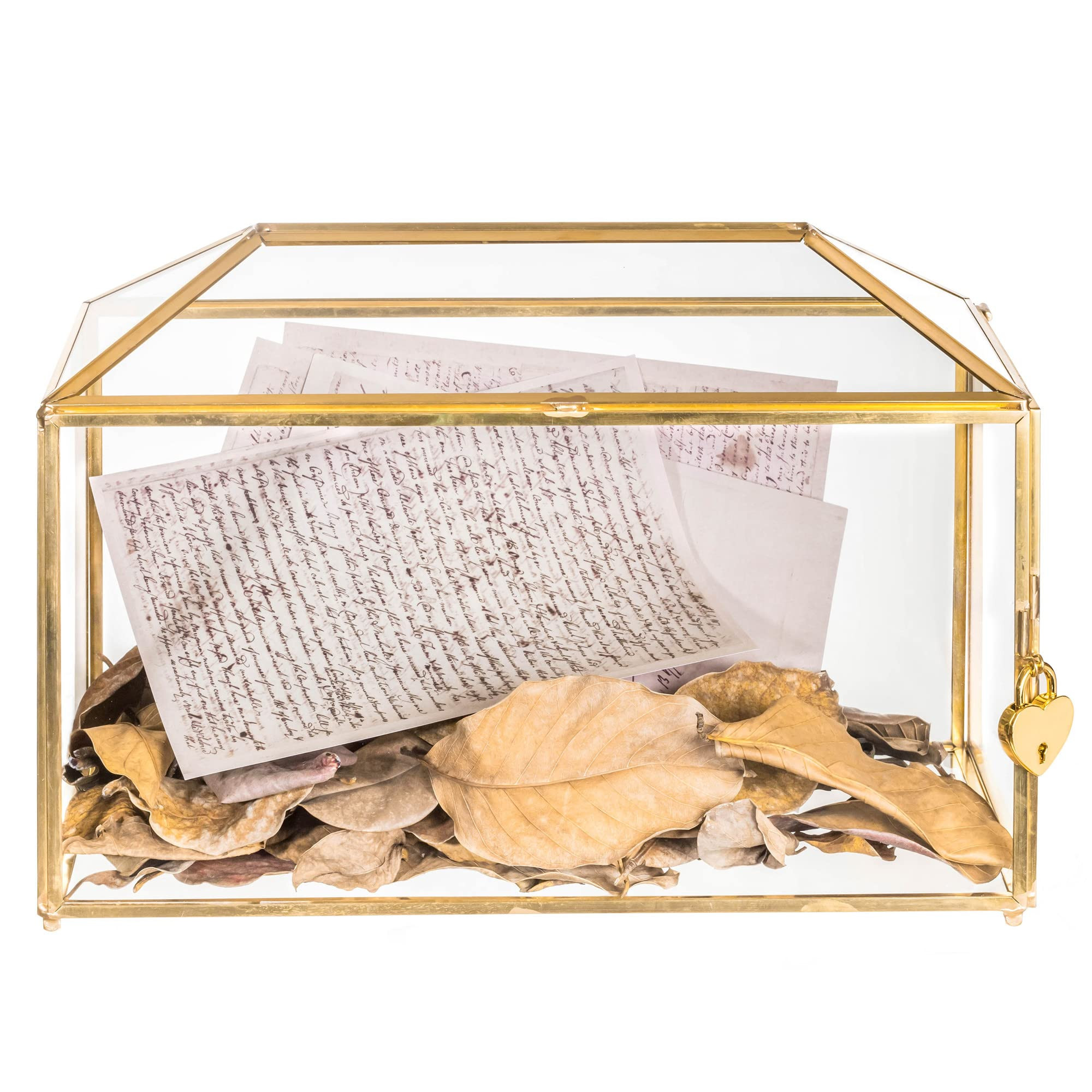 NCYP 12.6" x 5.9" x 9" Wedding Cards Box with Slot and Lock, Glass Card Holder for Party Receptio... | Amazon (US)