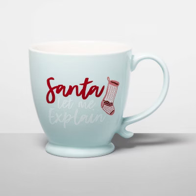 16oz Stoneware Santa Let Me Explain Coffee Mug Aqua - Opalhouse™ | Target