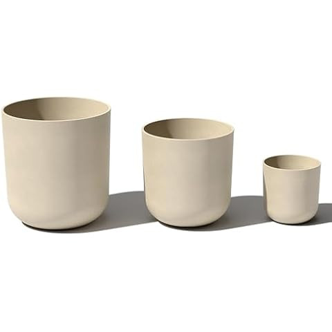 Veradek Demi Series Set of 3 Round Planters for Porch, Patio, Backyard | Durable Plastic-Concrete... | Amazon (US)