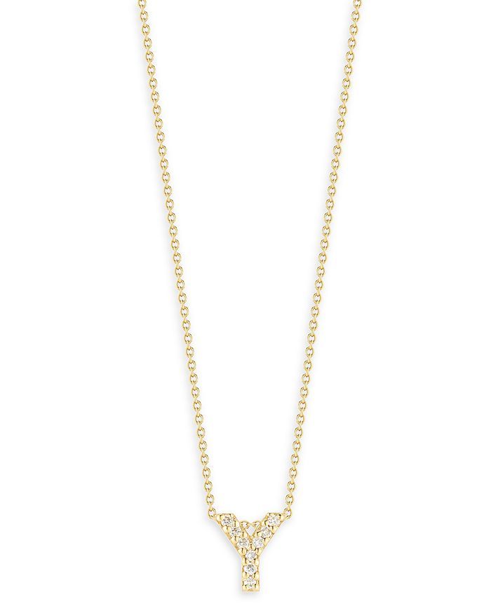 Roberto Coin 18K Yellow Gold and Diamond Initial Love Letter Pendant Necklace, 16" | Bloomingdale's (US)