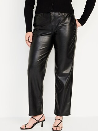 High-Waisted OG Loose Faux-Leather Pants for Women | Old Navy (US)