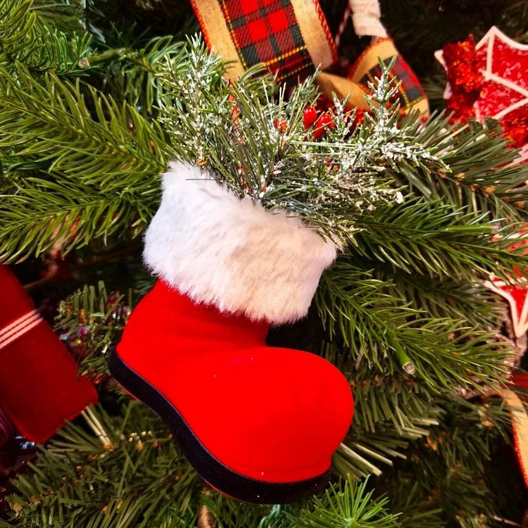 Multicolor Floral Santa Boot Christmas Ornament, 4.5", by Holiday Time | Walmart (US)