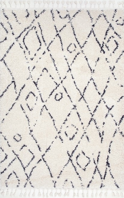 Off White Moroccan Diamond Tassel Temara Area Rug | Rugs USA