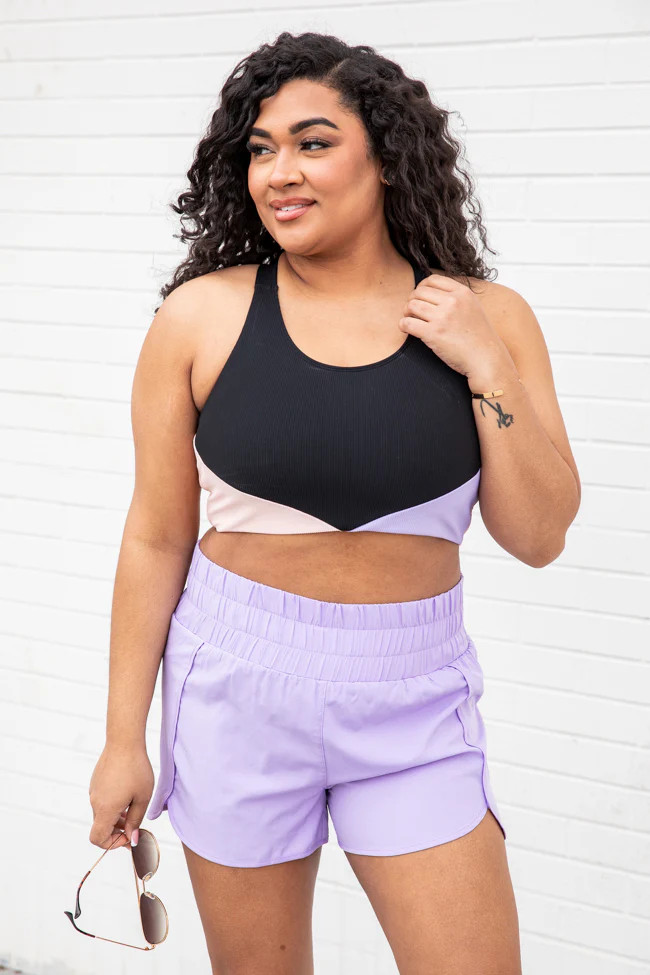 One Step At A Time Color Block Sports Bra | Pink Lily