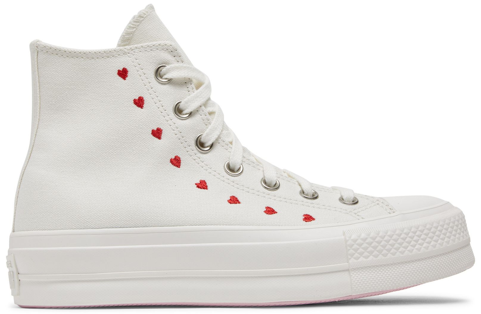 Wmns Chuck Taylor All Star Lift Platform High 'Embroidered Hearts - White' | GOAT