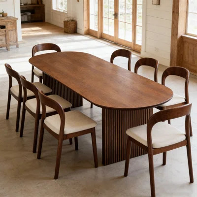 8-Seater Modern Farmhouse Solid Wood Dining Table and Chair Set with 8 Comfortable & Sturdy Dining Chairs | Wayfair North America
