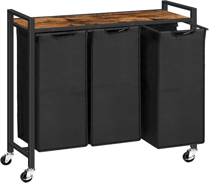 HOOBRO Laundry Sorter 3 Section, Laundry Hamper with Wheels, 3 × 11.5 Gal (43.4L), Rolling Laund... | Amazon (US)