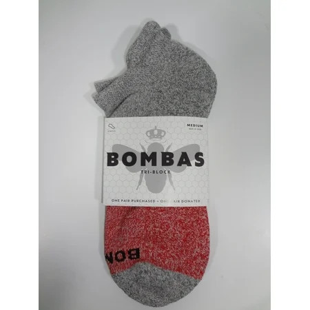 Bombas Women's Tri-Block Ankle Socks - Med (Gray/Red) | Walmart (US)