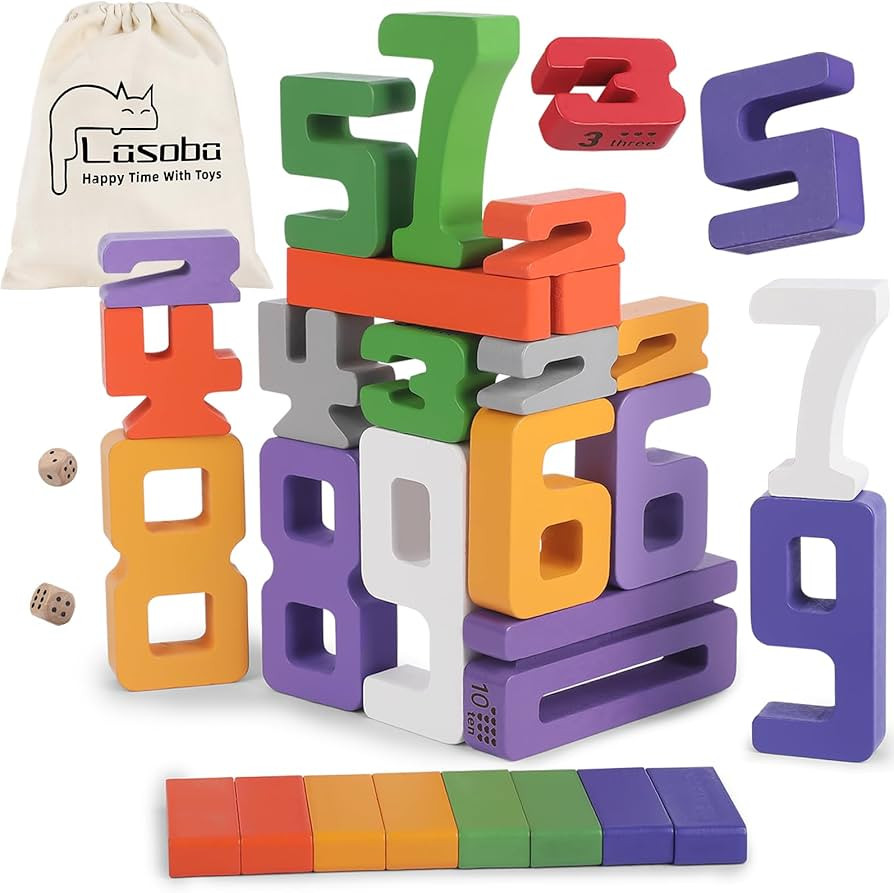 Wooden Numberblocks Toys, 30 Pcs Number Blocks Toys for Kids, Large Number Block 1-10, Digital Bu... | Amazon (US)