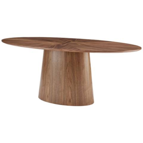 Deodat 78 1/2" Wide Walnut Veneered Wood Oval Dining Table | Lamps Plus