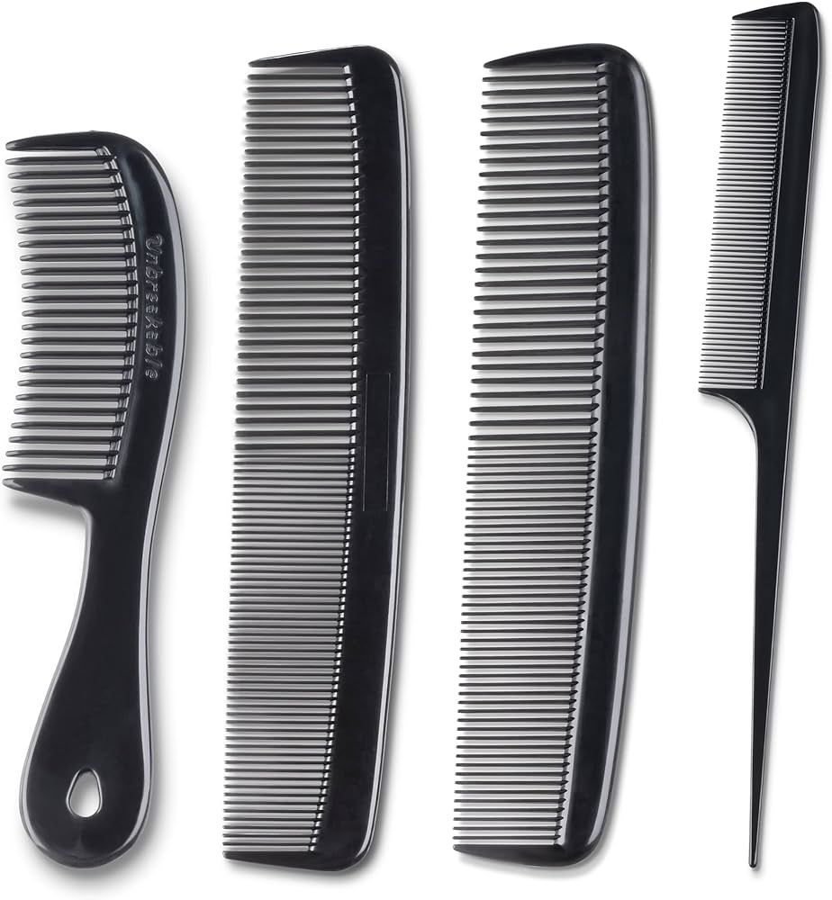 Mars Wellness 4 Piece Professional Comb Set Black - USA MADE - Fine Pro Tail Combs, Dresser Hair ... | Amazon (US)