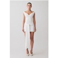Runa Off Shoulder Mini Dress With Waist Tie / White | MESHKI | L | MESHKI US