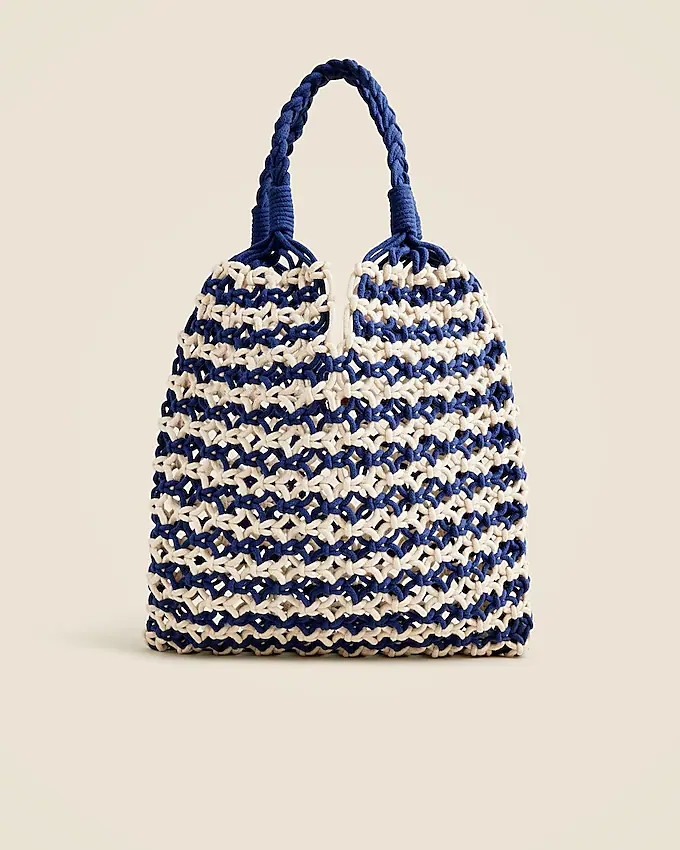 Cadiz hand-knotted rope tote in stripe | J. Crew US