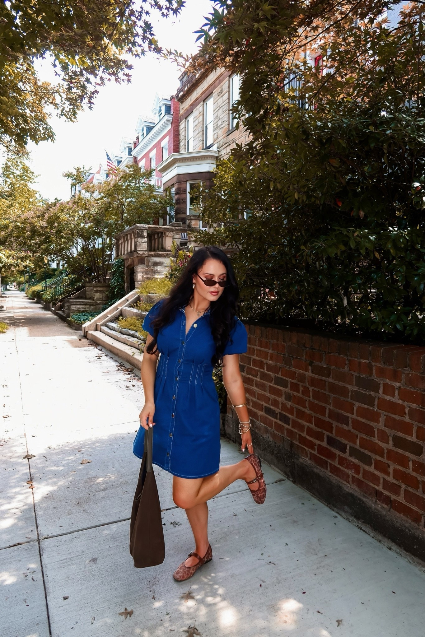 Amazon early fall look: short sleeve denim dress (medium), leopard Mary Jane flats (tts), oval sunglasses and suede tote #founditonamazon

#LTKSaleAlert #LTKootd #LTKWorkwear