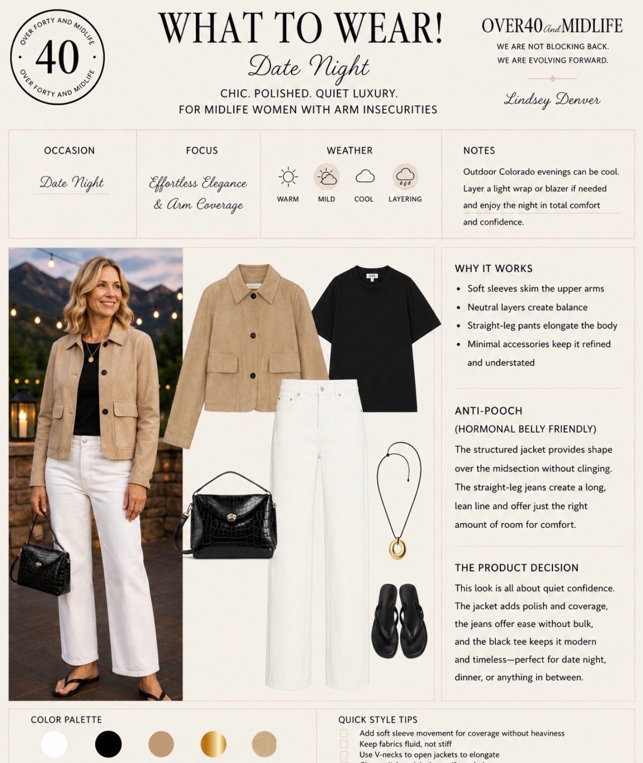 ✨Tap the bell, save and ❤️ for over 40 fashion, midlife style, midsize fashion and luxury looks for less. 

What to wear to casual date night, dinner

👑"Helping you look good, feel good!" - Lindsey Denver

midlife fashion, over 40 style, Gen X style, quiet luxury, elevated basics, outfit physics, belly friendly fashion, mid rise jeans, wide leg jeans, structured denim jacket, linen pants, matching sets, polished casual outfits, modern classic style, flattering basics, comfortable chic, minimal luxury, easy summer outfits, midsize fashion, structure over squeeze, denim shirts, easy elegant outfits

Comment SHOP below to receive a DM with the link to this post on my LTK ⬇ https://liketk.it/6cFju

#LTKMidsize #LTKOver40 #LTKPlusSize