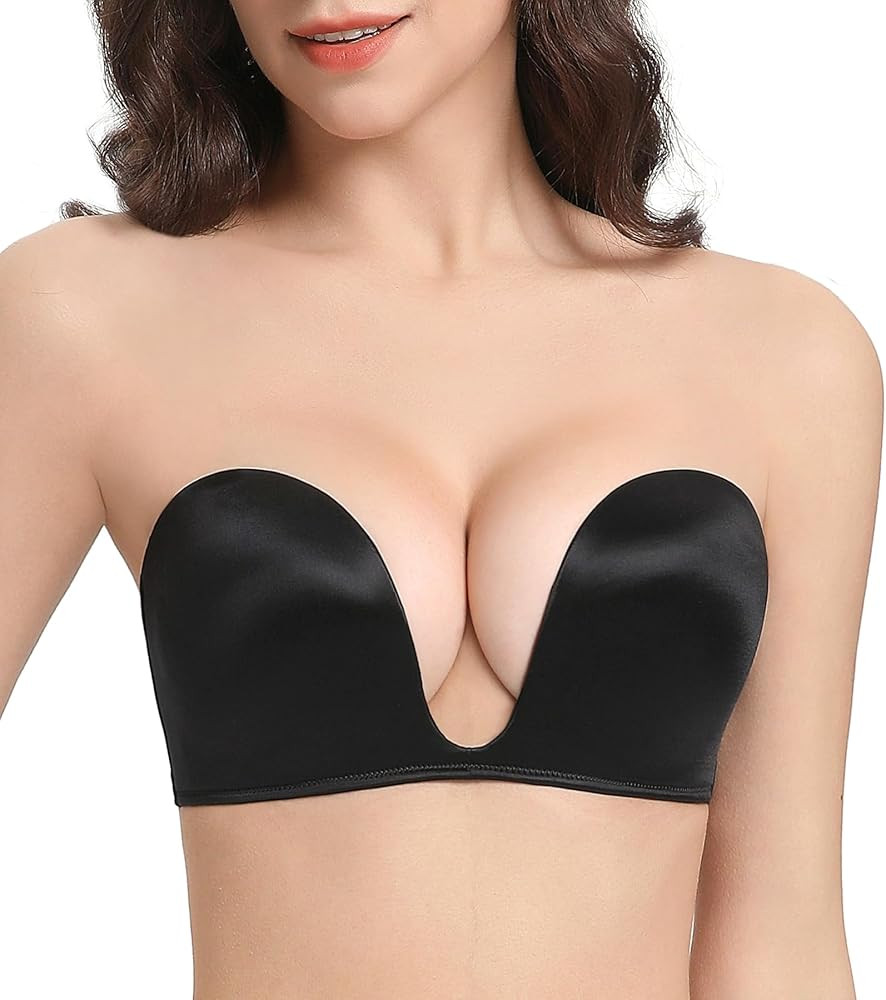 Lemorosy Women's Deep V Plunge Red Carpet Convertible Push Up Strapless Padded Bra -Low Cut Sexy ... | Amazon (US)
