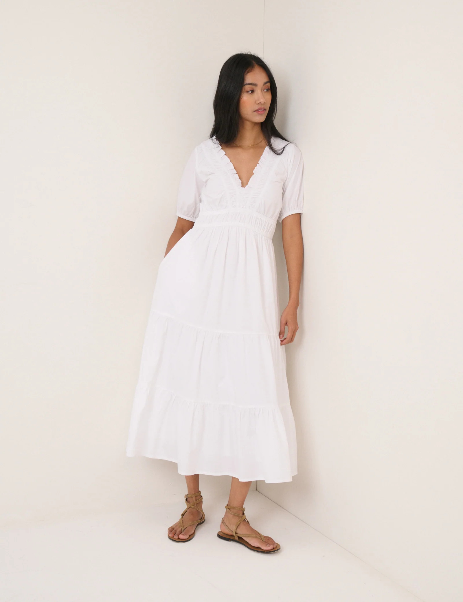White Tiered Madison Midi Dress | Nobody's Child