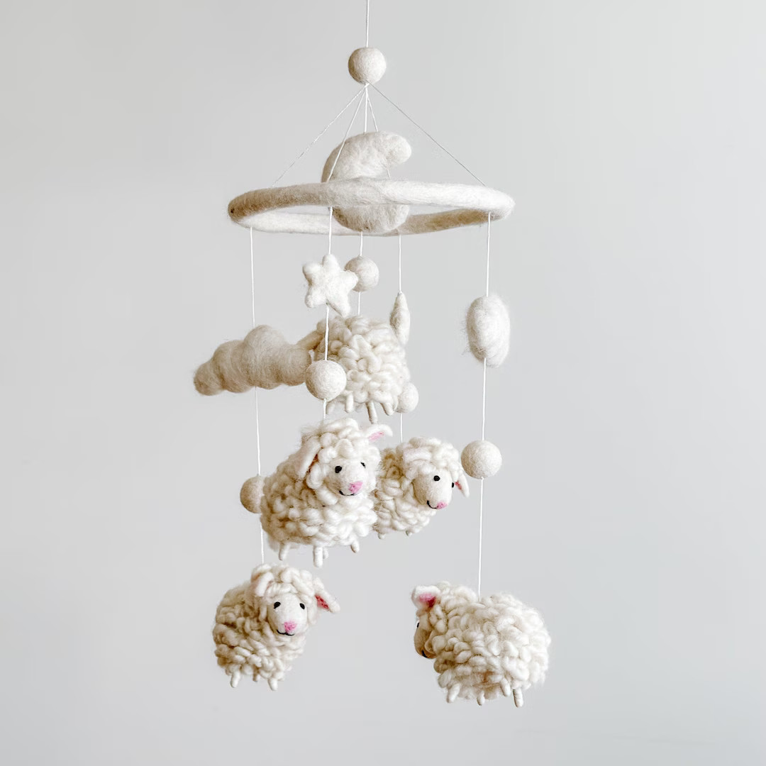 Sheep Baby Mobile for Nursery Decor, Mother's Day Gift, Wool Felt Counting Sheep, Baby Shower's G... | Etsy (US)