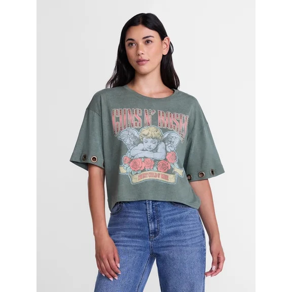 Journey Women's Cropped Front Back Graphic Band Tee, Sizes XXS-4X | Walmart (US)
