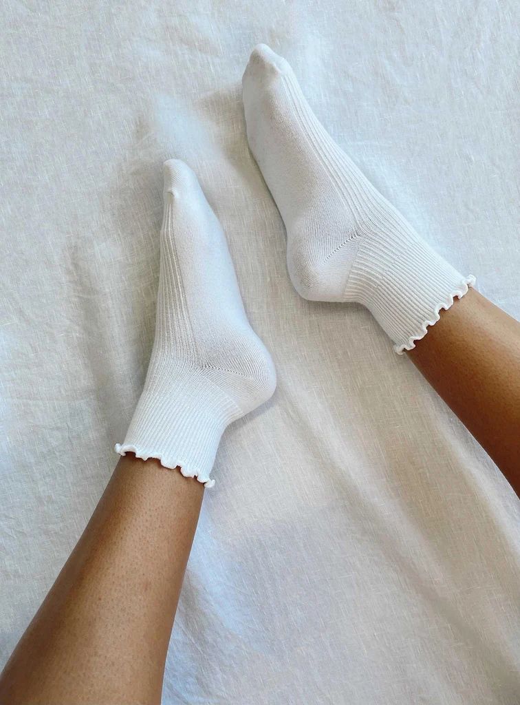 Ribbed Ruffle Socks White | Princess Polly US