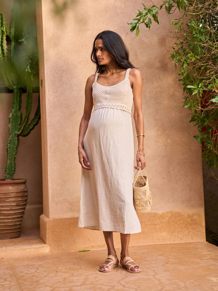 Seraphine White Woven Dress With Crochet | Next US