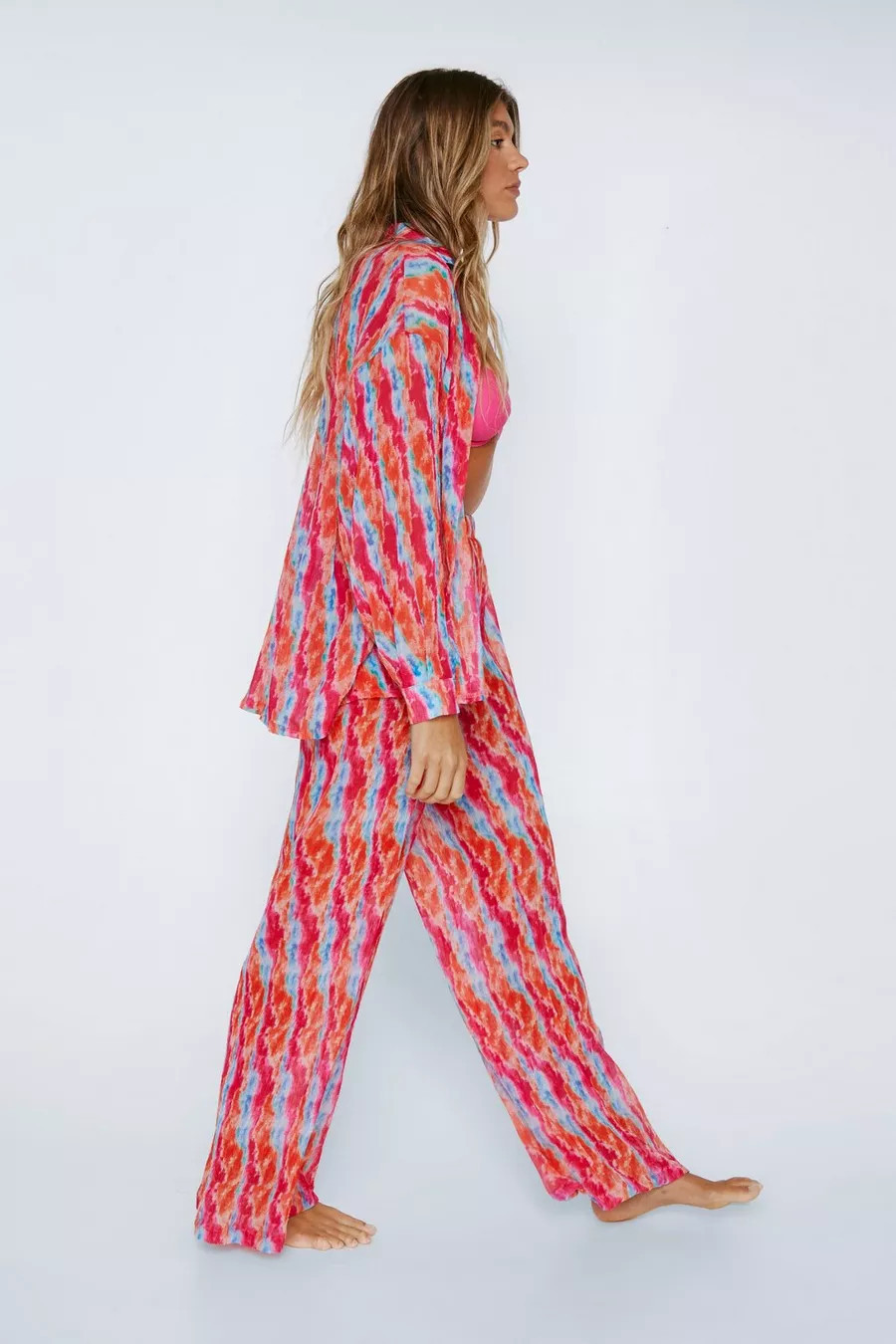 Tie Dye Plisse Wide Leg Beach Trouser | Nasty Gal UK (+IE)