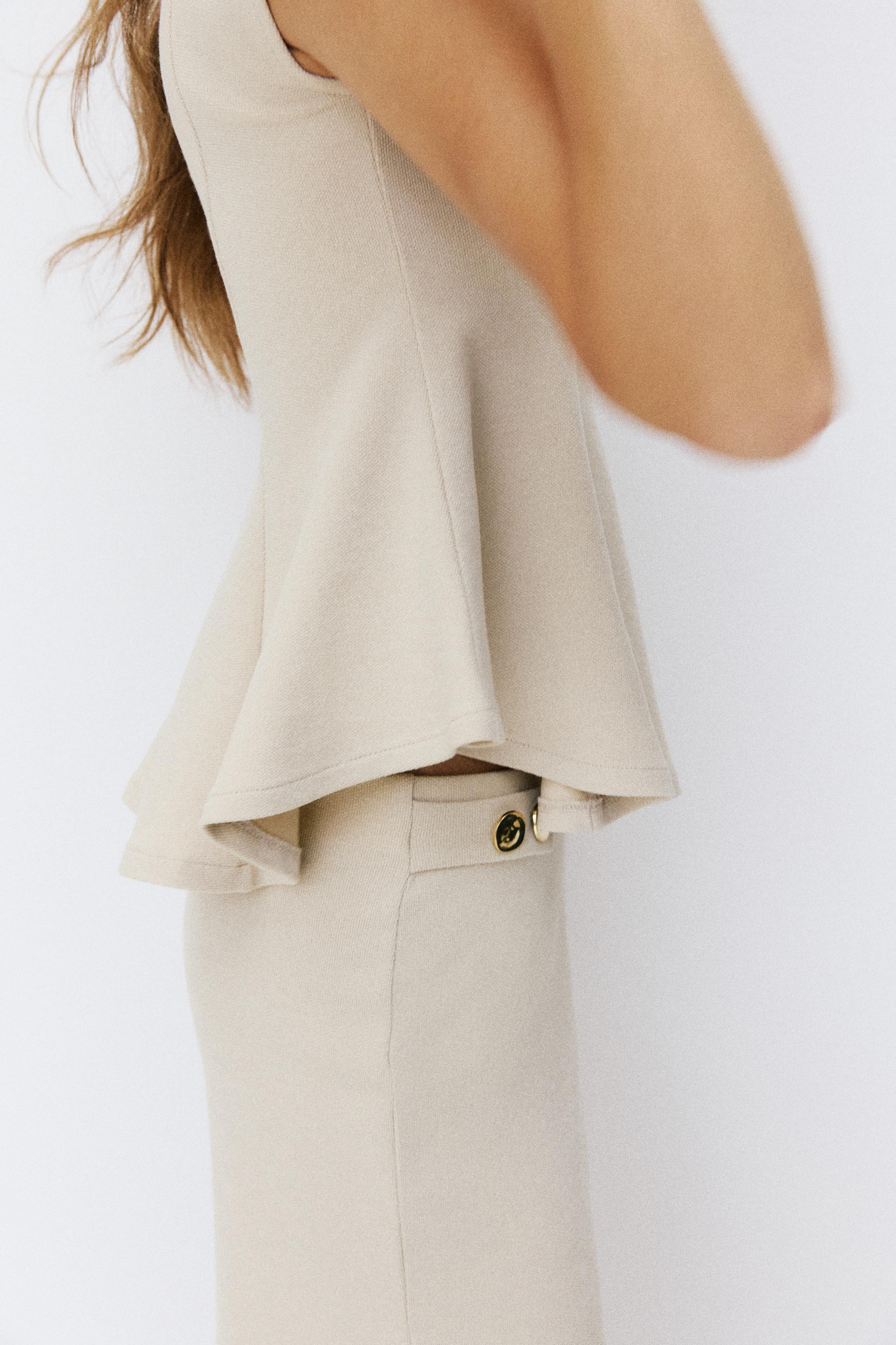 PEPLUM PIQU\u00c9 SHORT SLEEVE TOP | Zara DE