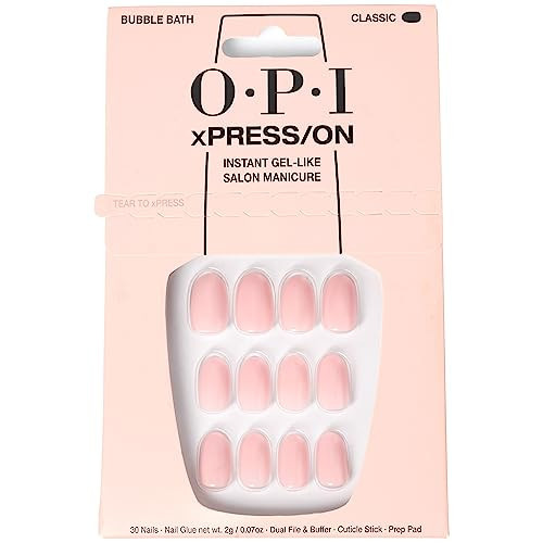 OPI xPRESS/ON Press on Nails | Short Round Light Solid Nail Art Press On Nails | With Nail Glue | Long Lasting, Reusable, Non-damaging | Amazon (US)